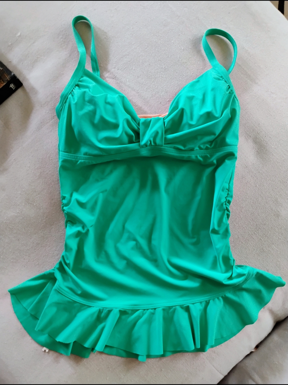 Lands' End Teal Ruffle-Hem Tankini Swim Top Size 6